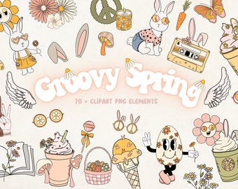 Retro Clipart, Easter Clipart, Butterfly Clipart, Spring Clipart, Easter Clip Art, Hippie Clipart, Groovy Clipart,Boho Clipart Daisy Clipart