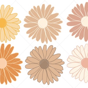 22 Pastel Retro Daisy Clipart Elements - Flower Clipart Bundle