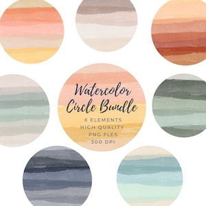 Retro Sunset Png, Circle Sunset Clipart, Watercolor Circles, Clipart Circles, Round Backgrounds, Boho Sunset Clipart, Watercolor Sublimation