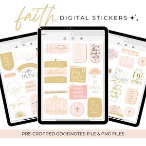 Faith Digital Stickers, Goodnotes Stickers, Christian Stickers, Digital Planner Stickers, Bible Stickers for Planner, Pre cropped Stickers