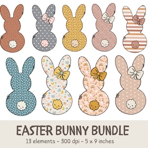 Clipart di coniglietti pasquali, Clipart di coniglietti, Clipart di coniglietti, Pasqua Boho PNG, Clipart di Pasqua PNG, Clipart di primavera, Download di disegni a sublimazione