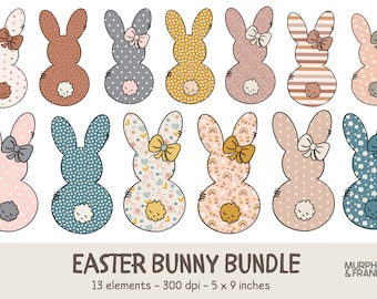 Easter Bunny Clipart, Bunny Clipart, Bunnies Clipart, Boho Easter Png, Easter Clipart Png, Spring Clipart, Sublimation Designs Downloads