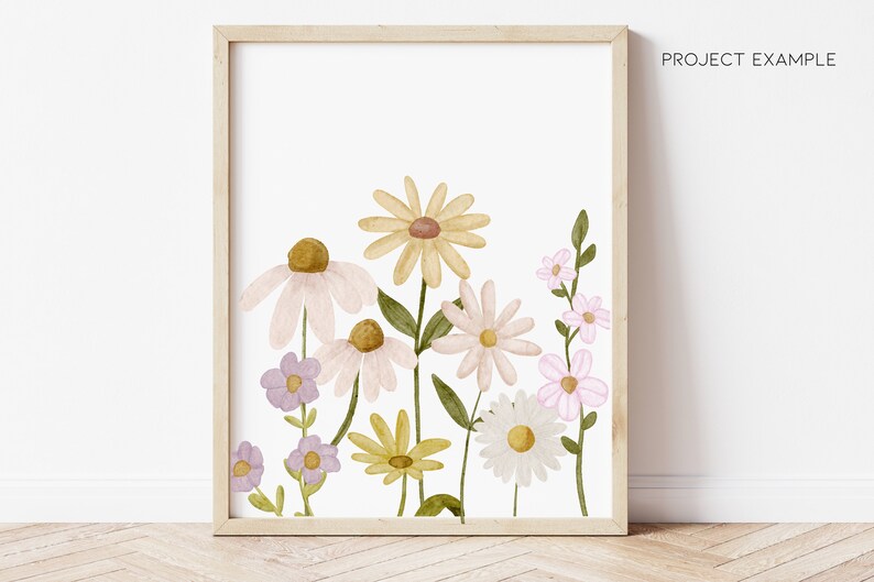 May include: A digital illustration of a bouquet of flowers in shades of pink, yellow, and green. The flowers are arranged in a loose, natural style, and the background is white.