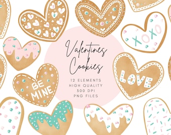 Valentines Day Clipart, Sugar Cookie Png, Heart Cookie Clipart, Sugar Cookie Clipart, Candy Hearts Png, Valentines Clipart, Heart Clip Art