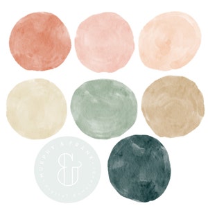 Watercolor Circle Clipart Png, Circle Frames, Clipart Shapes, Round Logo Design Elements, Boho Abstract Clipart, Digital Planner Backgrounds image 2