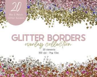 Glitter Borders Clipart, Glitter Confetti Border Overlay Png, Rose Gold Clipart, Glitter Confetti Clipart, Sparkle Confetti Png Background
