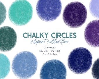 Chalk Clipart Circle Background Png, Abstract Shape Clip Art Bundle, Distressed Circle Graphics Hand Painted