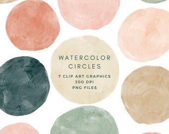 Watercolor Circle Clipart Png, Circle Frames, Clipart Shapes, Round Logo Design Elements, Boho Abstract Clipart, Digital Planner Backgrounds