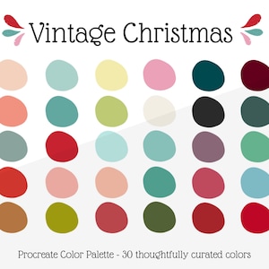 Palette di colori natalizi Procreate, Palette di colori Mid-Century per Procreate, Campioni di colori Procreate, Palette di colori natalizi retrò