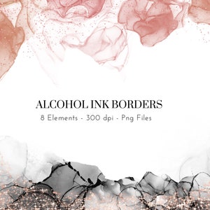Bordes de imágenes prediseñadas de tinta de alcohol, marcos con bordes brillantes, imágenes prediseñadas de bordes, superposición de brillo PNG, bordes digitales, imágenes prediseñadas para invitaciones, imágenes prediseñadas bohemias PNG