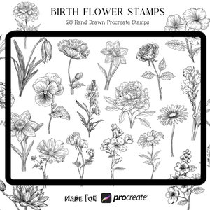 Tampons fleur de naissance procréer, tampons fleurs procréer le mois de naissance, tatouage fleur procréer, procréer pinceau fleur, procréer lot de pinceaux fleur procréer