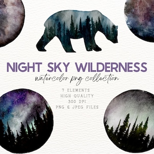 Clipart de galáxia, clipart de acampamento, aquarela de galáxia png, céu noturno png, design de sublimação de natureza selvagem png, clipart de galáxia, clipart do espaço sideral