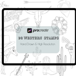 Procreate Stamps, Western Procreate Brushes, Procreate Tattoo Brush Stamps, Tattoo Procreate Stamp, Wild West Stamps, Cowboy Boho Procreate