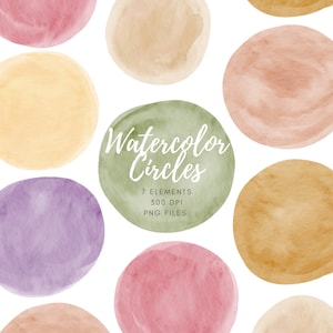 Watercolor Circle Clipart, Sublimation, Background, Circle Frames, Shapes Png, Watercolor Graphic Design Elements, Modern Clipart, Round Png