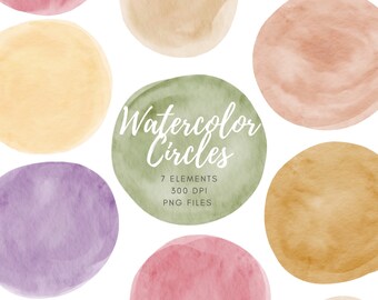 Watercolor Circle Clipart, Sublimation, Background, Circle Frames, Shapes Png, Watercolor Graphic Design Elements, Modern Clipart, Round Png