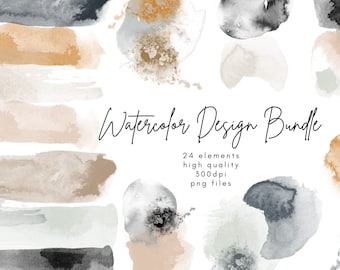 Watercolor Splashes, Brush Strokes Clipart, Watercolor Circle Png, Watercolor Ink Splatters, Clipart Borders Png