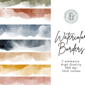 Neutral Watercolor Borders Clipart, Frames Clipart, Clipart Borders Png, Page Borders Clip Art, Watercolour Clipart Frames, Digital Frames