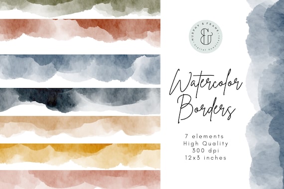 Neutral Watercolor Borders Clipart, Frames Clipart, Clipart Borders Png, Page Borders Clip Art, Watercolour Clipart Frames, Digital Frames