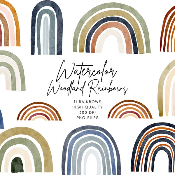 Watercolor Rainbow Png, Boho Rainbow Png, Watercolor Rainbow Clipart, Navy Boho Rainbow Clipart, Neutral Boho Rainbow, Boy Rainbow Clip Art