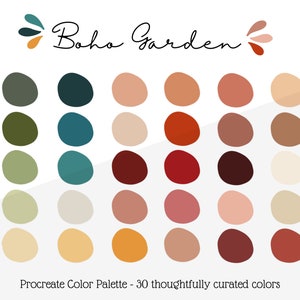 Paleta de colores boho para Procreate, paleta de colores boho para Procreate, muestras de colores cálidos para Procreate, paleta de primavera para Procreate, muestras para Procreate
