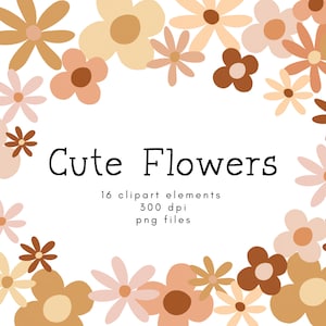 Boho Clipart, Daisy Clipart, Floral Clipart, Groovy Clipart, Spring Daisy Clip Art, Retro Flower Clipart, Hippie Clipart, Summer Daisy Png