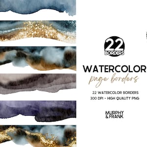 Watercolor Borders Clipart, Clipart Borders, Page Borders Clipart, Glitter Border Clipart, Navy Border Png, Digital Borders, Clipart Frames