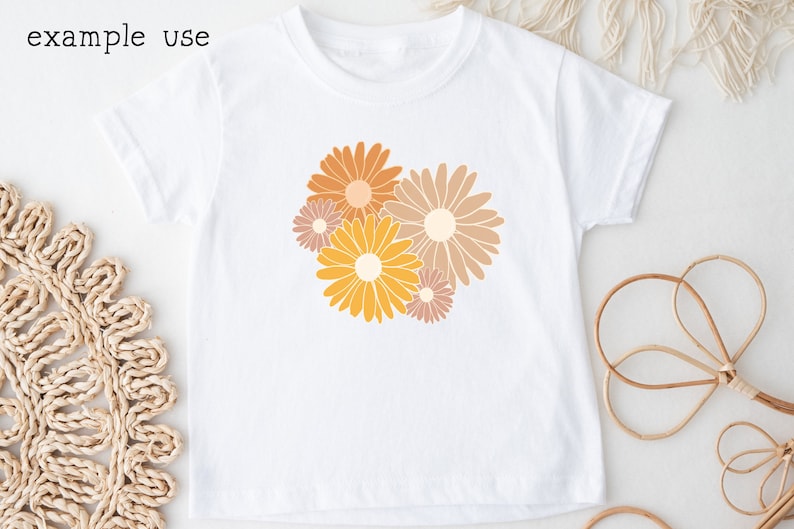 22 Pastel Retro Daisy Clipart Elements - Flower Clipart Bundle