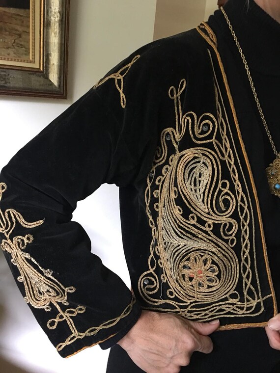 Black Velvet Ottoman Waist Jacket - image 3