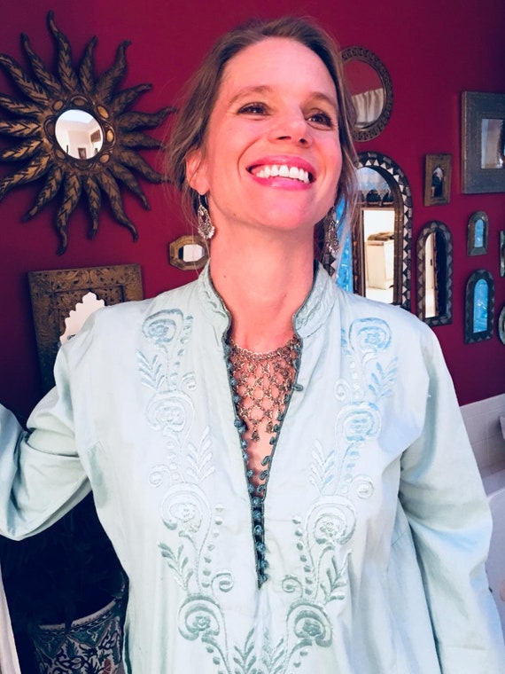 Pale Seagreen Fine Cotton Egyptain Kaftan