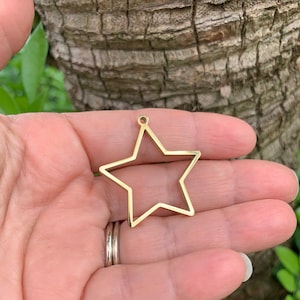 5PC Gold Star Open Back Bezel: Resin Jewelry Making (35x32.8x3.5mm)