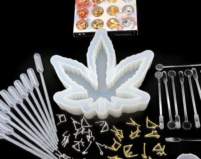 56 Pc, Pot Leaf Mold Kit, Ashtray Mold, Marijuana Mold, Resin Molds