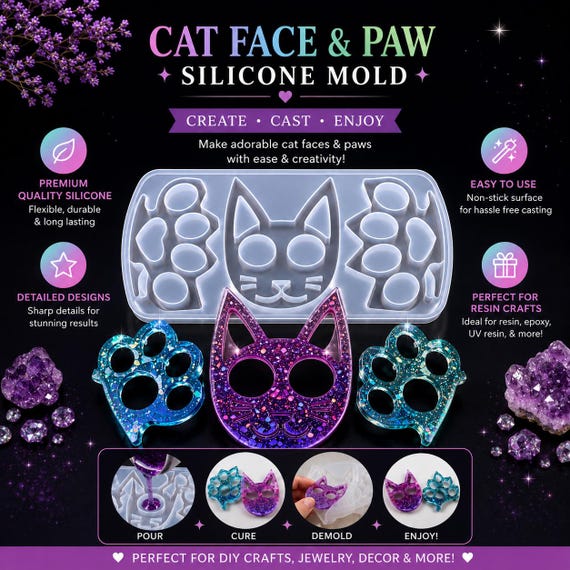Cat Knuckles Silicone Mold: Keychain & Paw Resin Casting