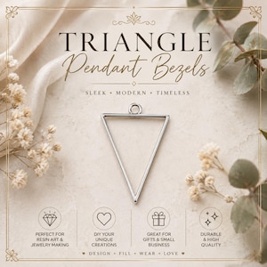 5 colgantes de resina con bisel triangular abierto de platino (39 x 25 x 3,5 mm)