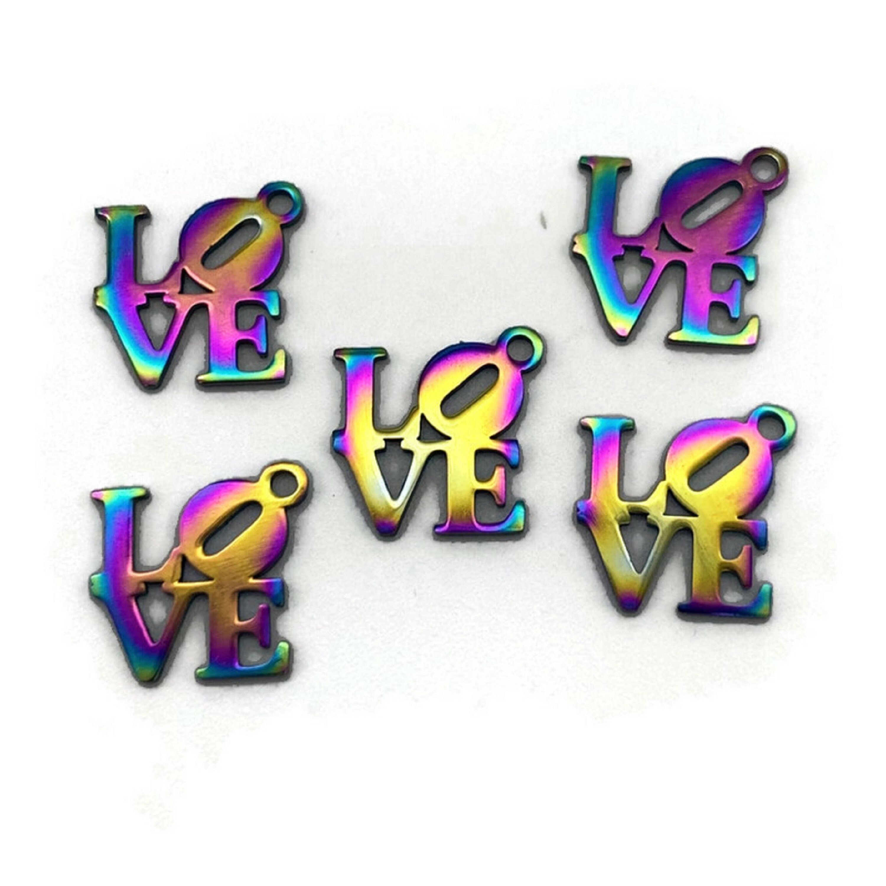 5 PC Multi Colored Love Charms Bracelet Making Charms 