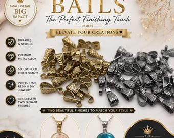 10+ Ornate Pendant Bails: Gold or Silver Jewelry Findings