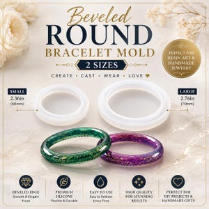 Beveled Round Bracelet Mold: Silicone Resin Bangle, 2 Sizes