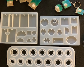 3 Stück Silikonform, Anhängerform, Epoxidharzform, Schlüsselanhängerform, Harzgießen, Schmuckherstellung, gepresste Blumen, UV-Harz