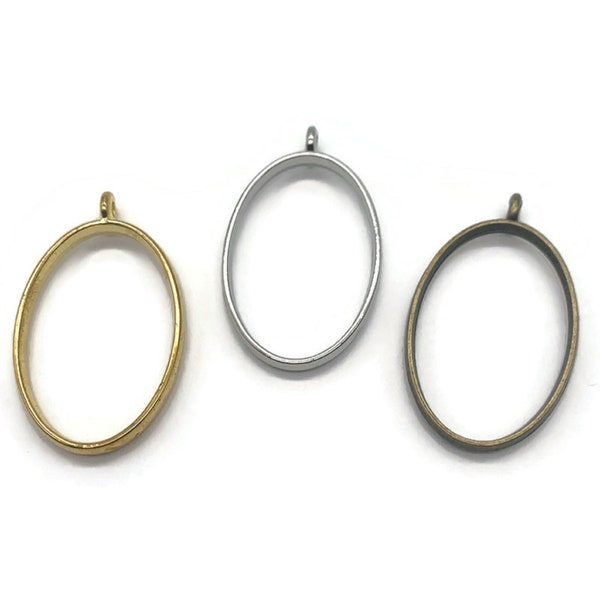 5+PC, Elegant Open Back Bezel Pendant for Jewelry Making, Open Bezel Setting