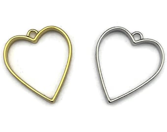 Herz Anhänger Rohling: Gold oder Silber Anhänger Rohling, Resin Schmuck (5 Stück+)