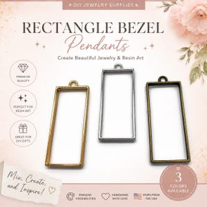 Rectangle Open Back Bezel Pendants: DIY Resin Jewelry Frames