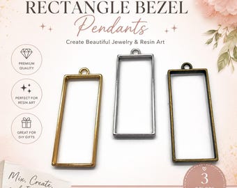 Rectangle Open Back Bezel Pendants: DIY Resin Jewelry Frames