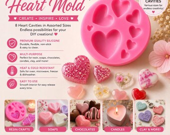 Heart Silicone Mold: Cake Decoration, Resin Cabochon, Candy