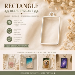 5 Matte Silver Open Back Bezels: Rectangle Resin Jewelry Findings