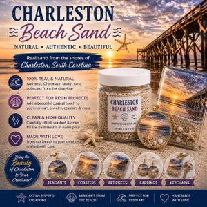 Charleston Beach Sand: Natural Decor, Resin Crafts, Keepsake (6 oz)