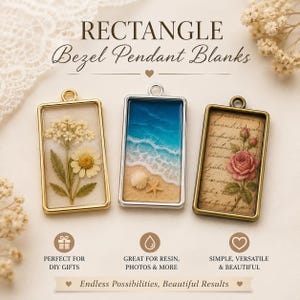 Matte Open Back Bezel: Gold, Silver, Bronze Resin Pendants