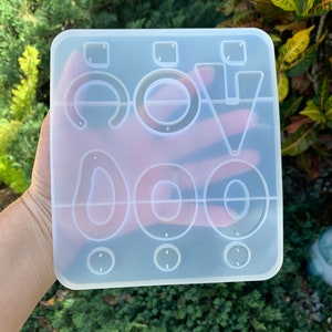 Earring Silicone Mold, Silicone Mold, Mold for Pendant, Resin Mold, Mold for Keychain, Resin Casting Mold, Geometric Shape, Pressed Flower
