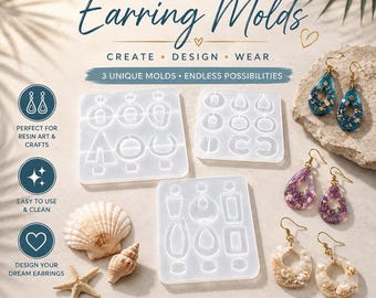 Jewelry Making Must-Have, Set of 3 Silicone Earring Molds for DIY Crafts
