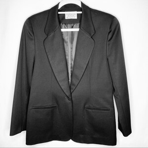 Vintage Petite Pendleton Black Women’s 100% Wool Blazer Size 6P Career Suit Work