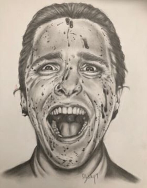 American Psycho Pencil Drawing Etsy