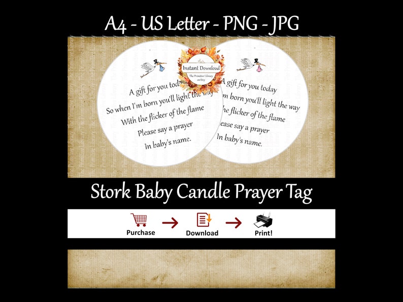 Stork Baby Shower Candle Favor Tag, Printable Baby Light This Candle ...